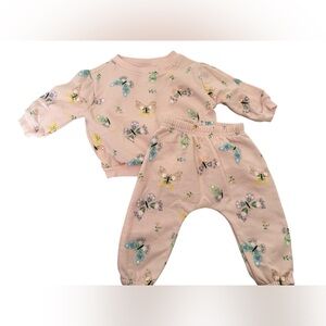 ❤️NWOT Garanimals Infant Pink Butterfly Matching Sweatshirt & Sweatpants Set,6-9